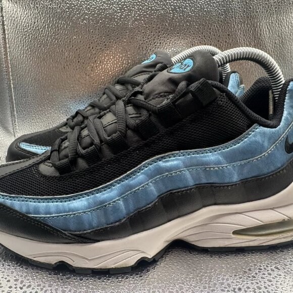 RARE 🚀 Size‎ 6Y - Nike Air Max 95 GS Black Light Current Blue Women’s Sneakers - Picture 10 of 12